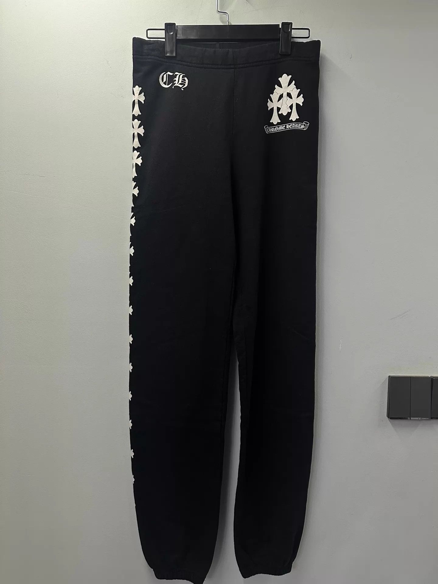 Chrome Hearts Side Cross Black Cuffed Sweatpants