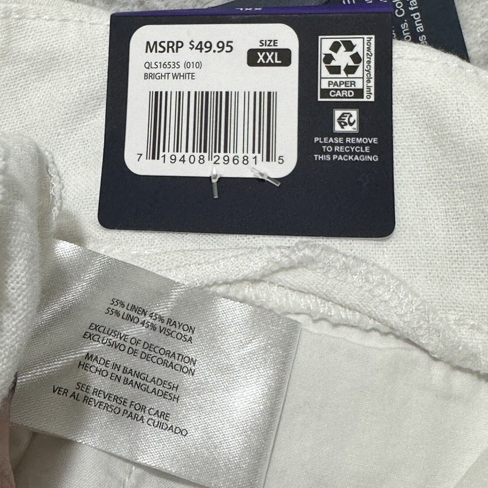 Gap GAP XXL Linen Shorts 3" Inseam White Flat Front Lightweight Size 42" / US 20 - 5 Thumbnail