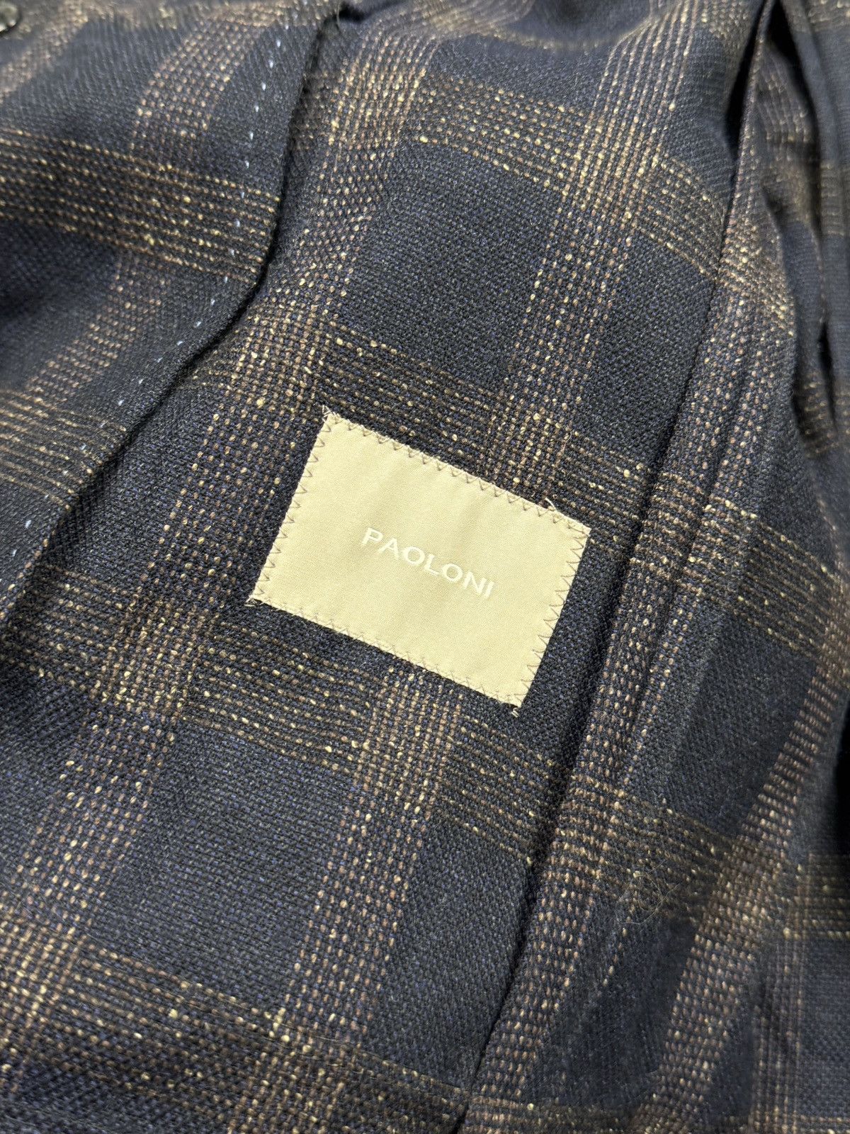 Paoloni Paoloni Wool Silk Blend Two Button Checkered Blazer (Y1255) Size 38R - 6 Thumbnail