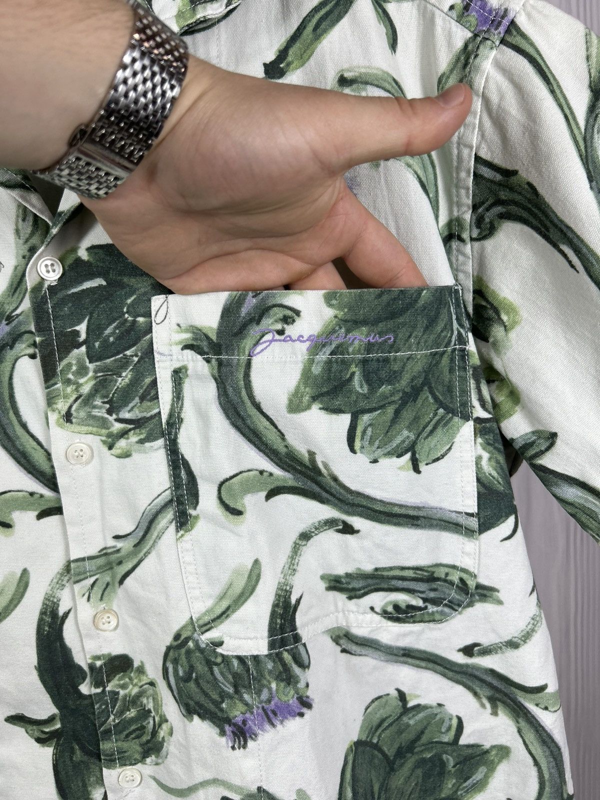 Jacquemus Jacquemus Le Coup De Soleil S/S 2020 Artichoke Print Shirt Size US M / EU 48-50 / 2 - 6 Thumbnail