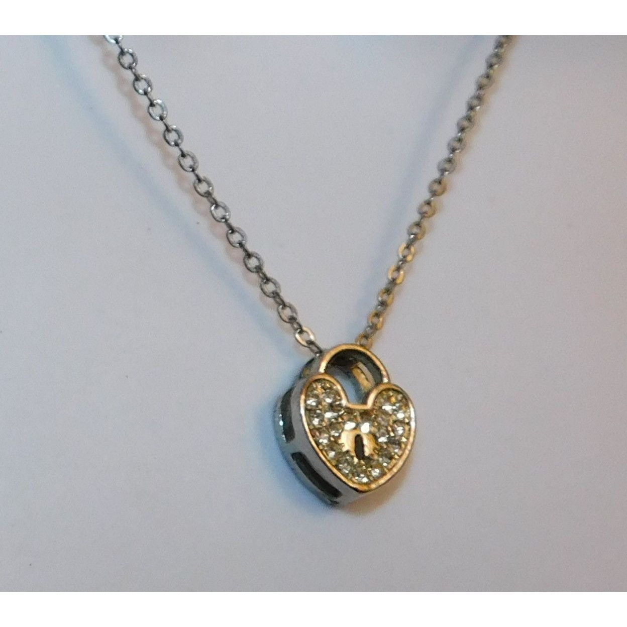 Other Elegant Dainty Rhinestone Heart Lock Necklace Size ONE SIZE - 3 Thumbnail