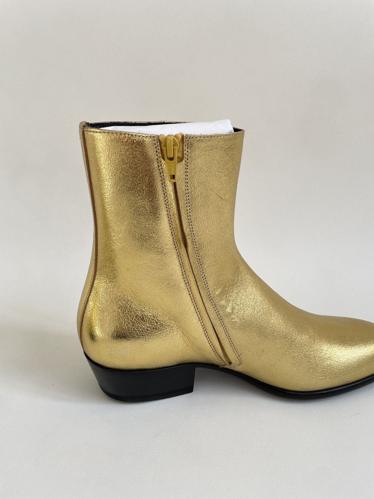 Maison Margiela S/S 17 Cuban Heel 'Gold Leather' Boots Size US 8 / EU 41 - 9 Thumbnail