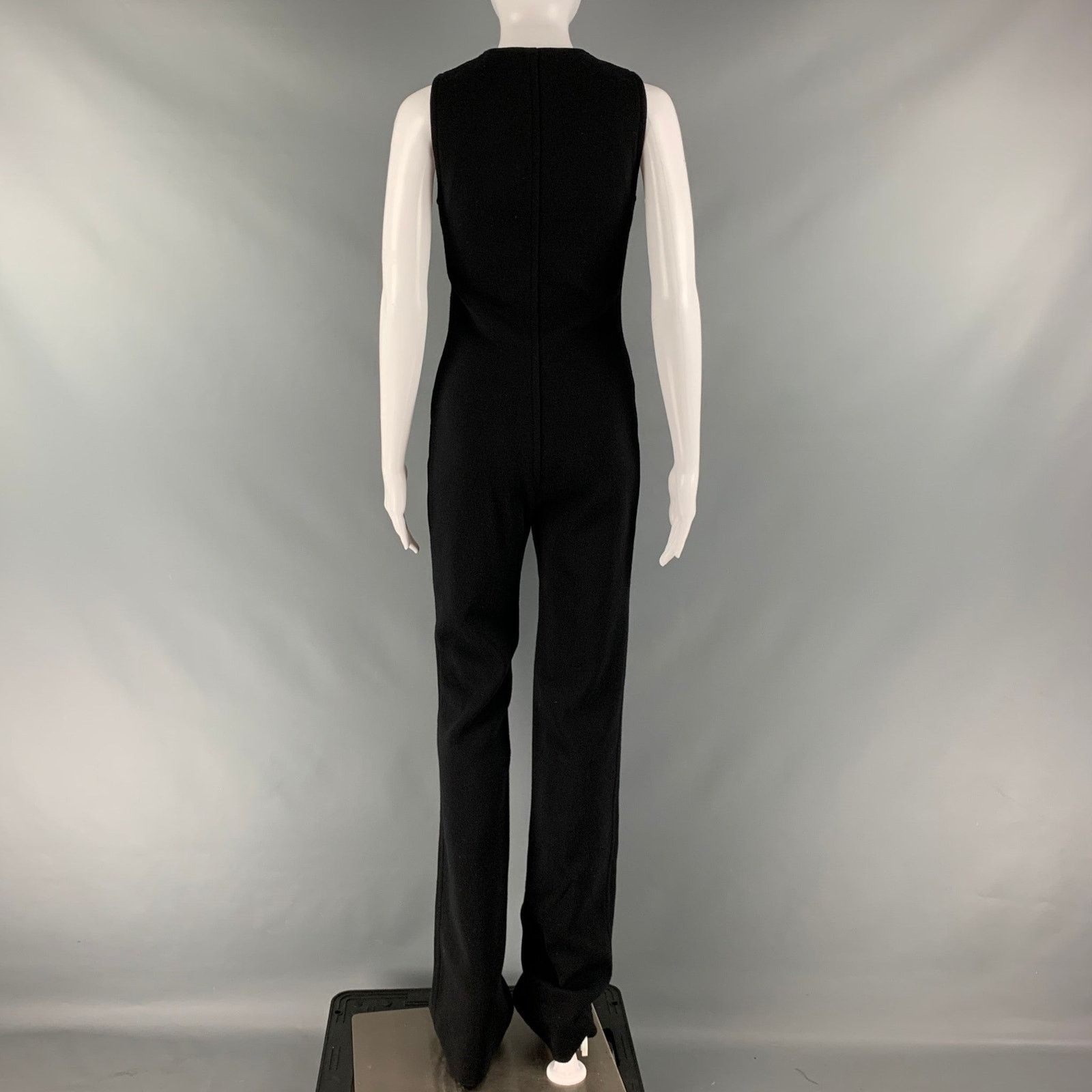 Saint Laurent Paris SAINT LAURENT Size 2 Black Wool Blend Sleeveless Jumpsuit Size 26" / US 2 / IT 38 - 4 Thumbnail
