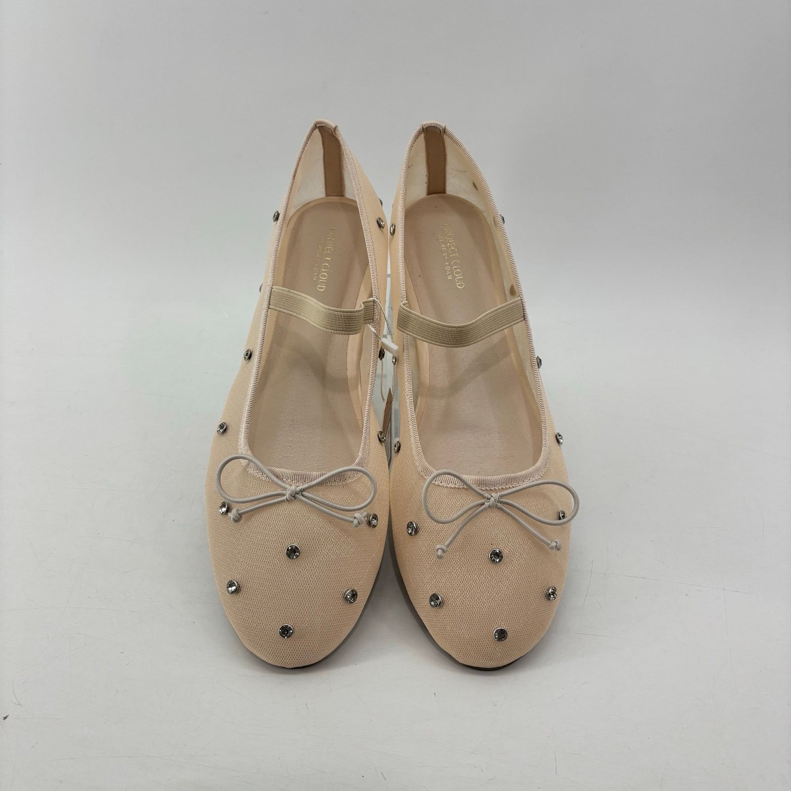 Other Project Cloud Amity Nude Rhinestone Ballet Flats Mesh Bow Size US 11 / IT 41 - 12 Thumbnail