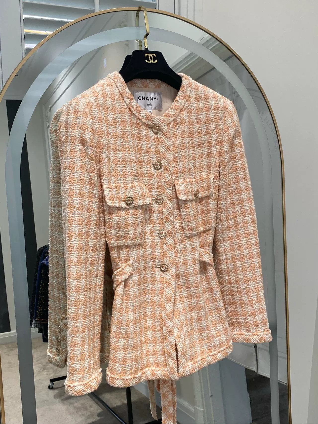 Chanel Chanel 23 Orange Plaid Belted Jacket Size US M / EU 48-50 / 2 - 1 Thumbnail