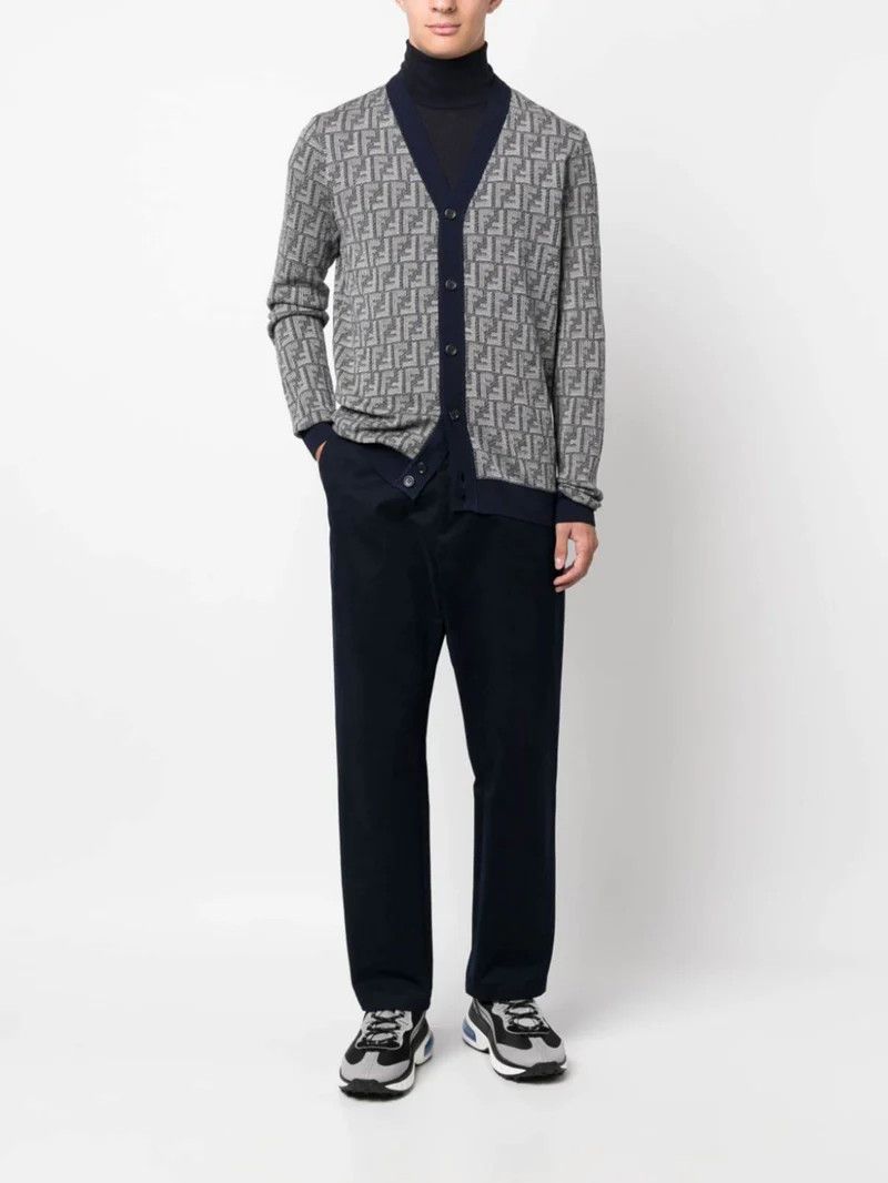 Fendi o1s1wg111224 FF-Monogram Wool Cardigan in Blue & Grey Size US M / EU 48-50 / 2 - 5 Thumbnail