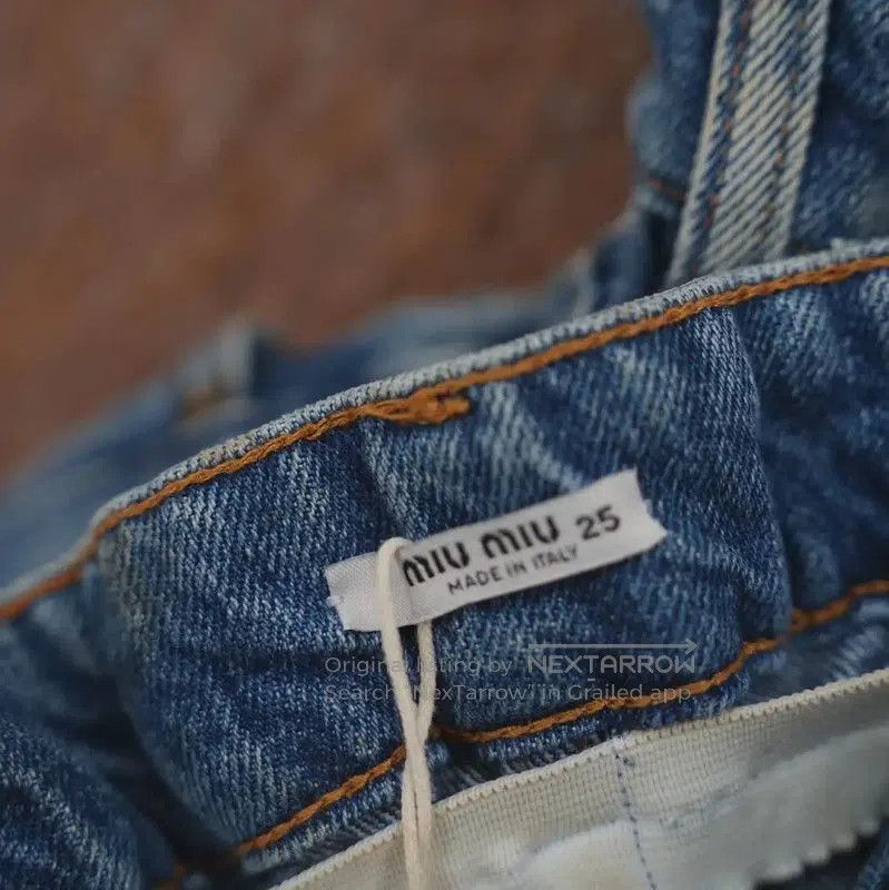 Miu Miu Miu Miu Blue Denim Logo Jeans for Women . Size 23" - 5 Thumbnail