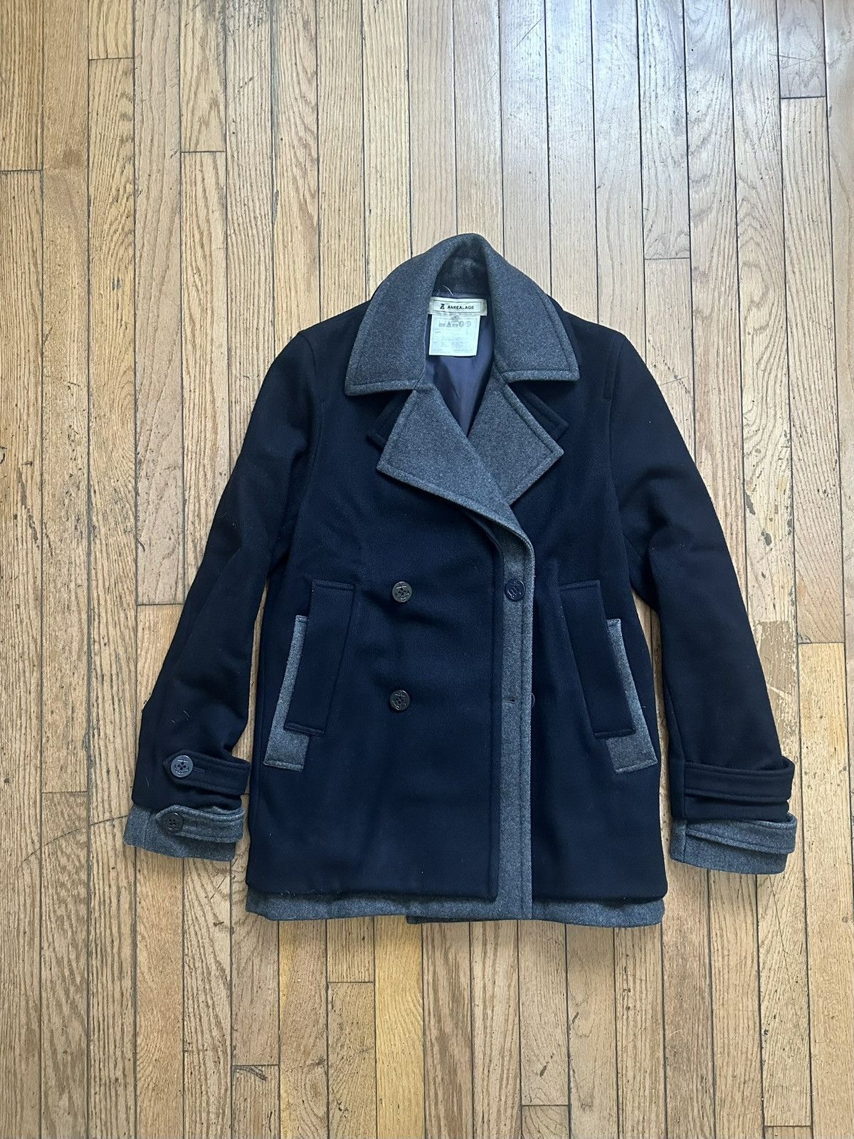 image of Anrealage Aw2012 Double Collar/cuff Coat in Blue, Men's (Size Medium)
