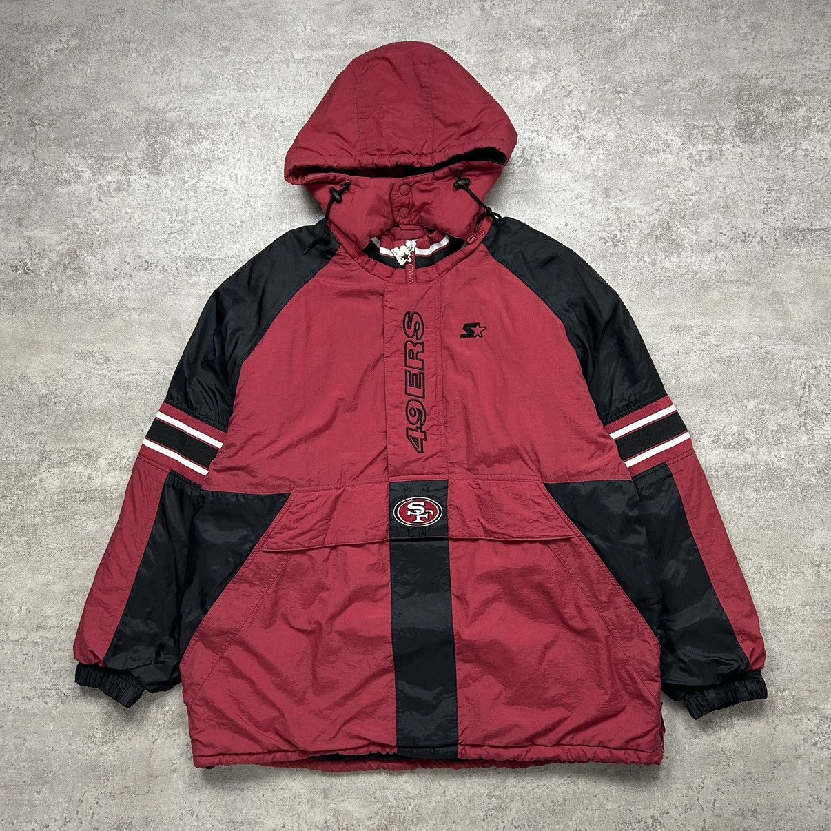 NFL × Starter × Vintage VTG 90s NFL SAN FRANCISCO 49ERS STARTER PUFFER JACKET HOODIE Size US XXL / EU 58 / 5 - 2 Thumbnail