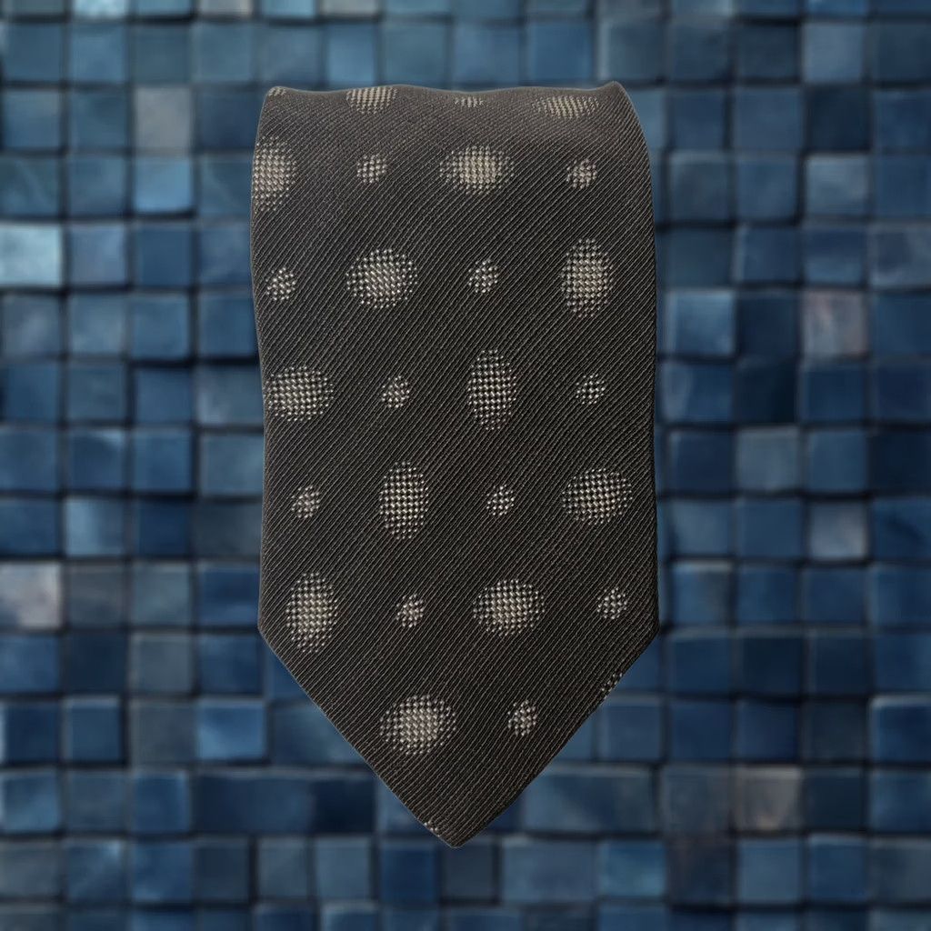 Giorgio Armani Giorgio Armani Men's Tie Brown Grey Classic 58" 65% Silk Dots Pattern Size ONE SIZE - 1 Thumbnail