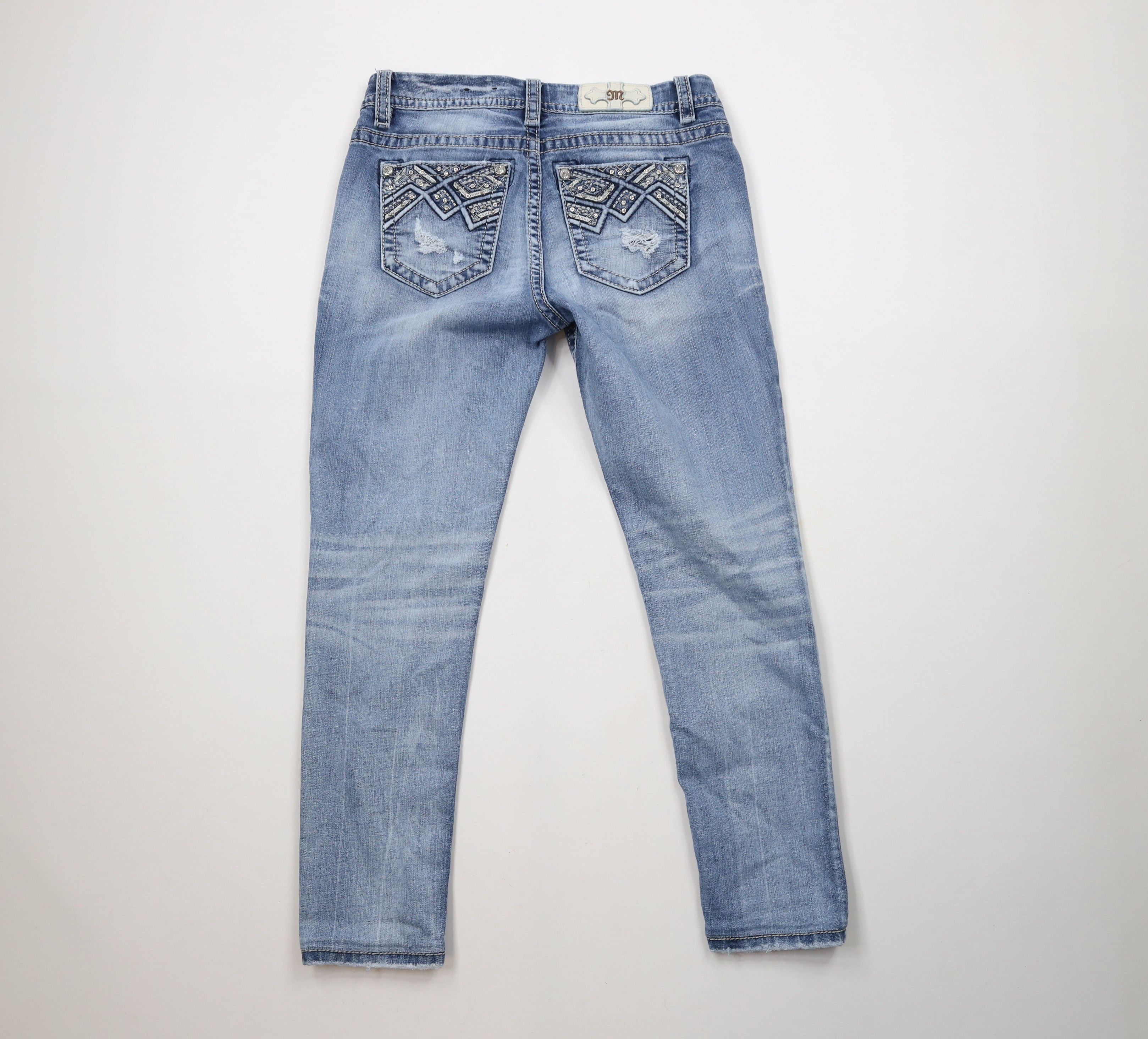 Miss Me × Vintage Miss Me Bling Mid Rise Easy Skinny Leg Denim Jeans Blue Size 27" / US 4 / IT 40 - 9 Thumbnail