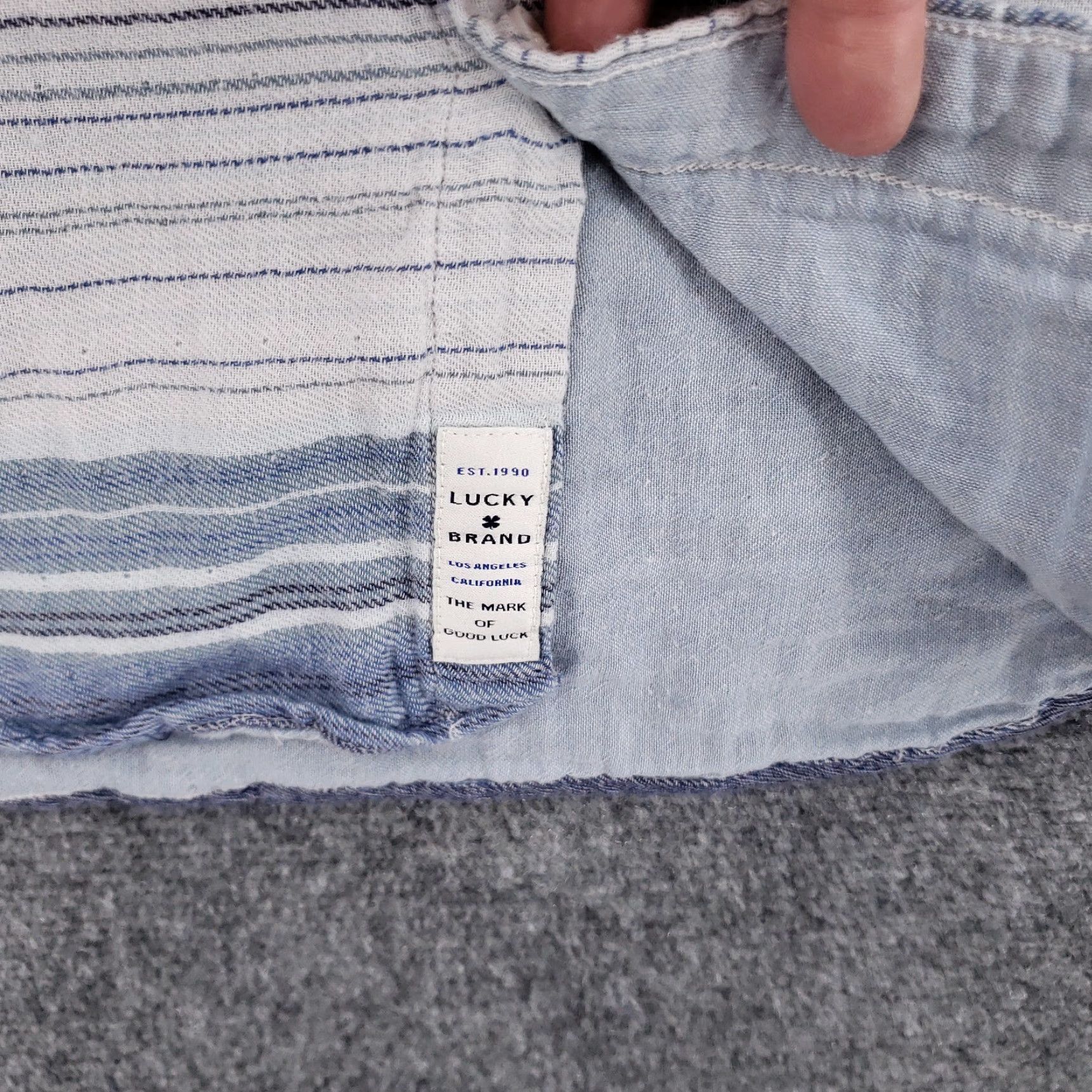 Lucky Brand Lucky Brand Button-Up Shirt Mens M Medium Blue Striped Short Sleeve Collared Size US M / EU 48-50 / 2 - 7 Thumbnail
