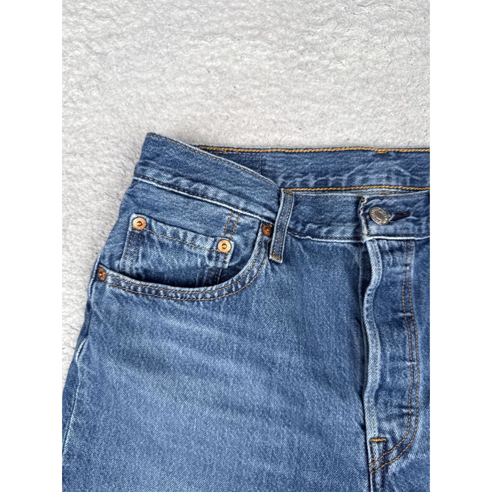 Levi's Levi's 501 Shorts Womens 29x6 Blue High Rise Button Fly Distressed Cut-Off Denim Shorts Size 29" - 4 Thumbnail