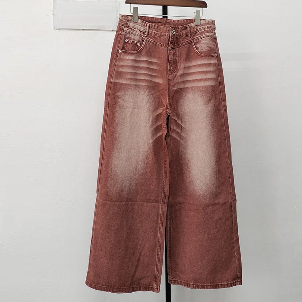 Japanese Brand × Vintage Red Washed Straight Baggy jeans Size US 30 / EU 46 - 6 Thumbnail