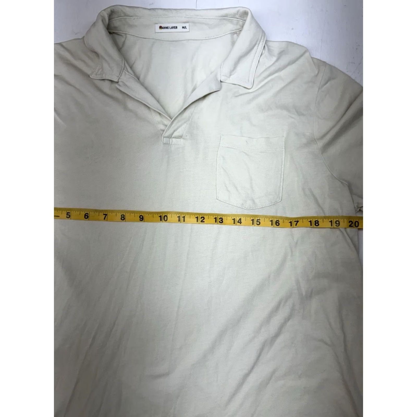 Marine Layer Marine Layer Polo Shirt Mens M/L Ivory Cotton Performance Casual Short Sleeve Knit Shirt Size US L / EU 52-54 / 3 - 3 Thumbnail
