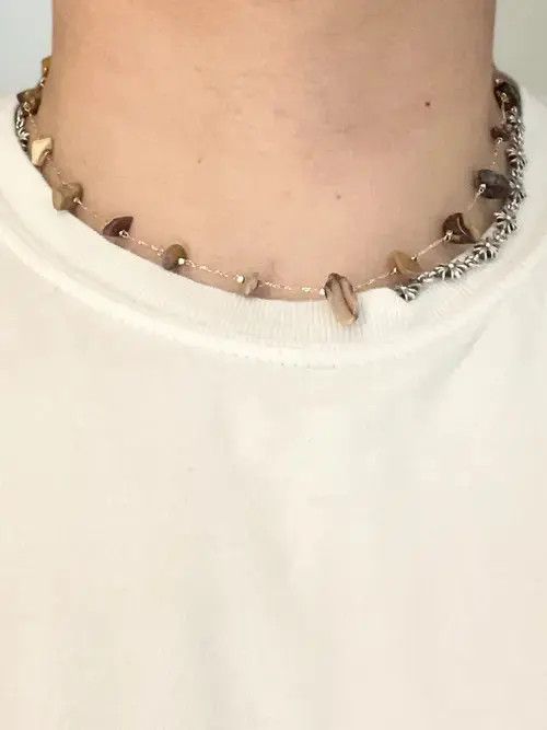Vintage STEAL! 2000s Japan Embroidered Stones Necklace Size ONE SIZE - 1 Thumbnail