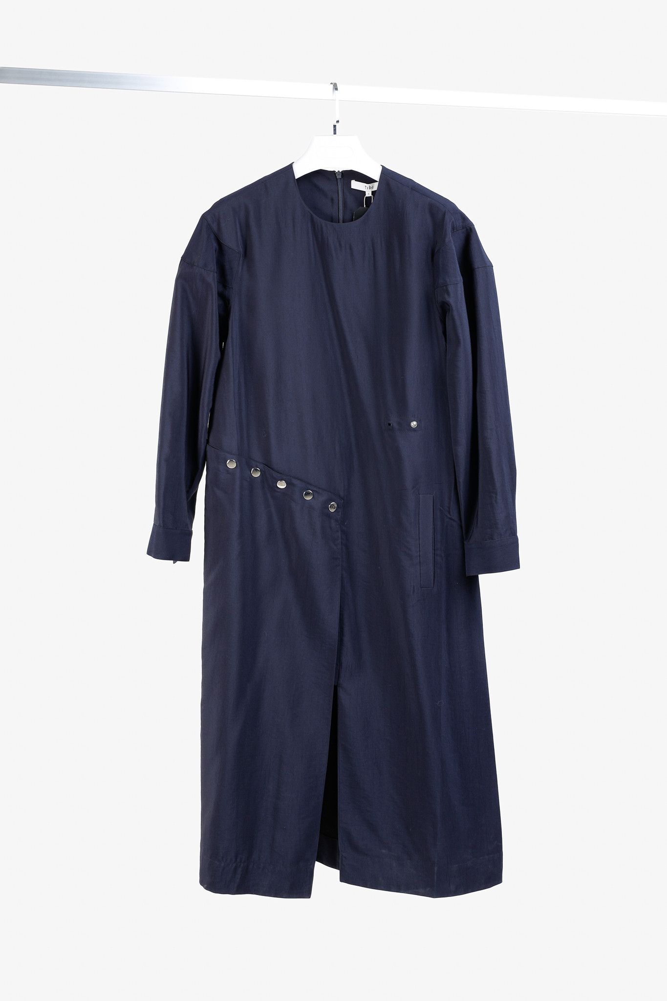 Tibi Tibi Asymmetric Flap Snap Detail Midnight Navy Maxi Dress Size S / US 4 / IT 40 - 1 Thumbnail