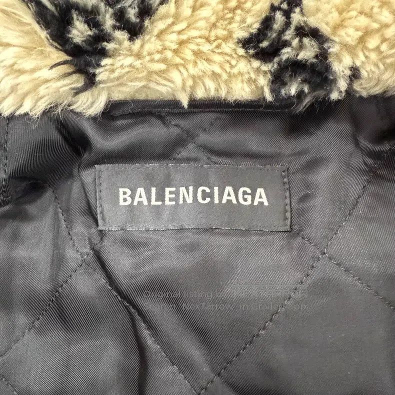 Balenciaga Balenciaga Beige Barrage Full-Print Logo Teddy Fleece Jack Size 4XL / US 24-26 - 3 Thumbnail