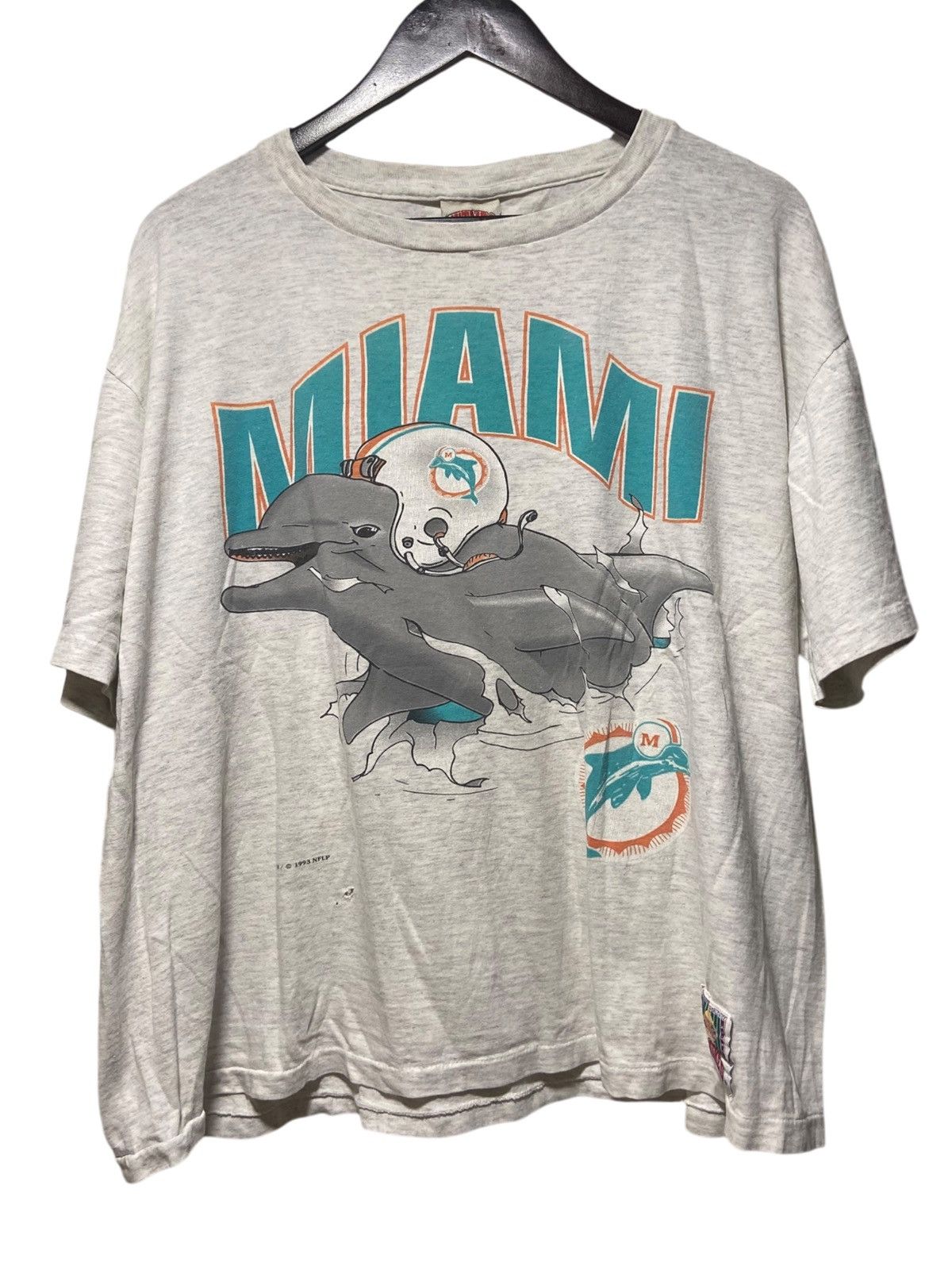 Nutmeg × Vintage Vintage 90s Miami Dolphins Breakthrough T Shirt Size XL Size US XL / EU 56 / 4 - 1 Thumbnail