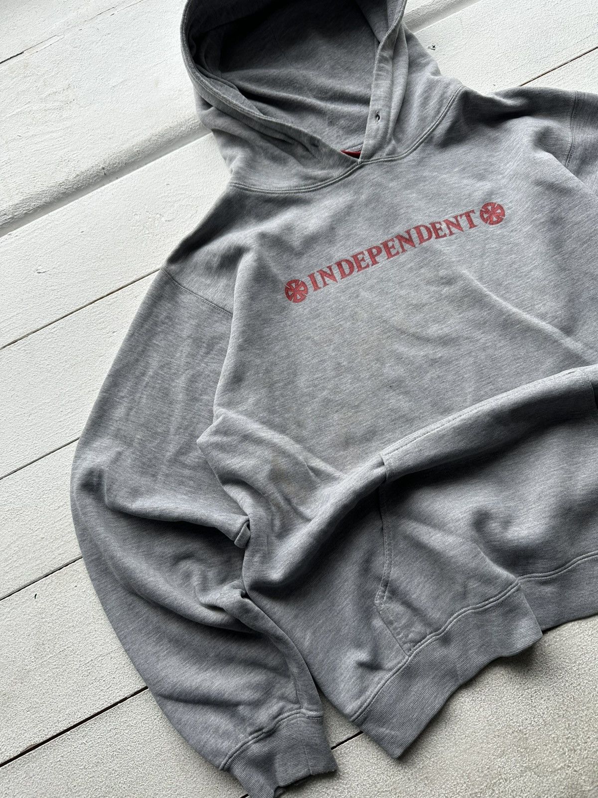 Independent Truck Co. × Vintage 🚨VNTG INDEPENDENT DISTRESSED SKATE HOODIE BIG LOGO GRAY Size US M / EU 48-50 / 2 - 2 Thumbnail