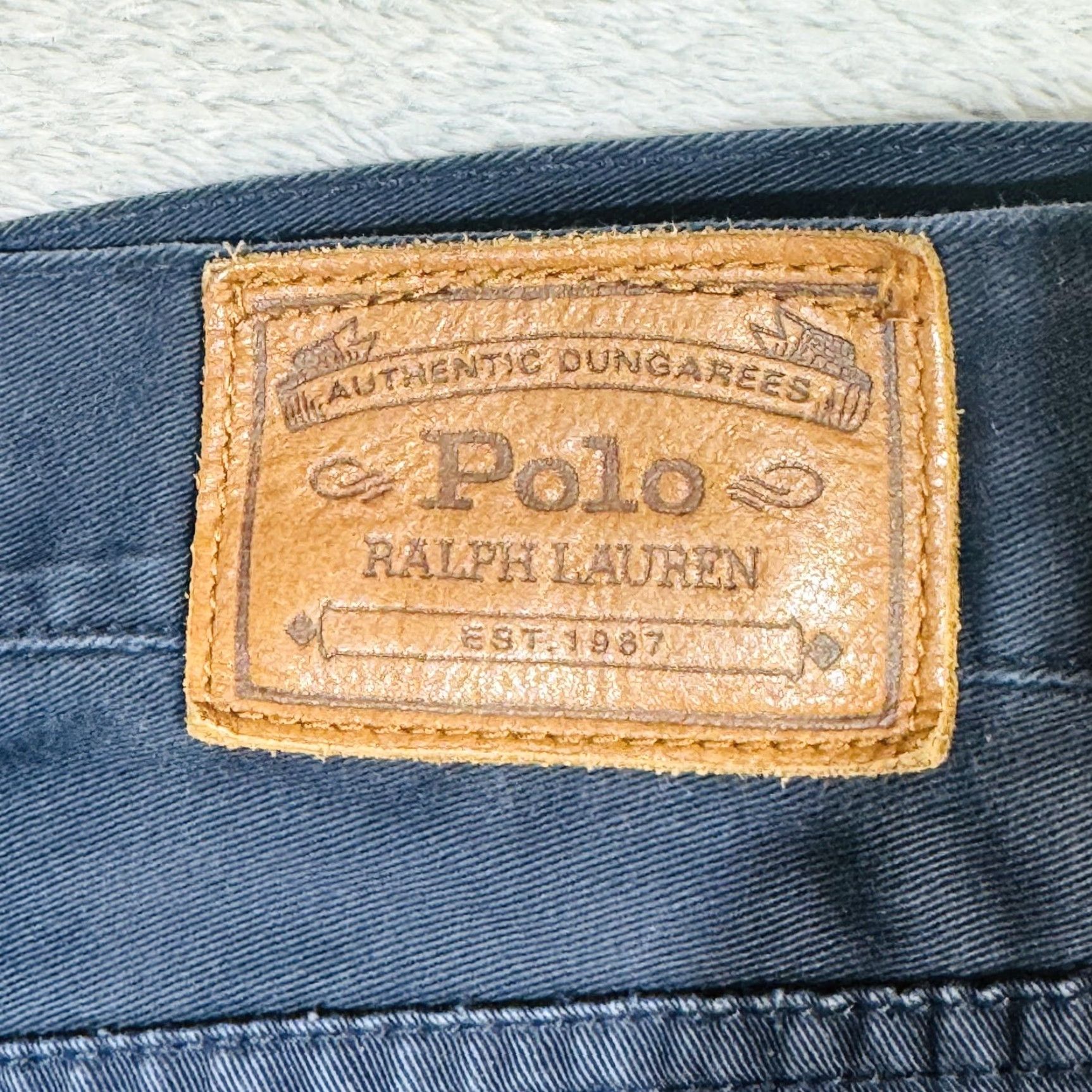 Polo Ralph Lauren Polo Ralph Lauren Jeans Mens 40x25 Dark Wash Straight Denim Zip Fly 5-Pocket Logo Embroidered Leather Patch Size US L / EU 52-54 / 3 - 7 Thumbnail