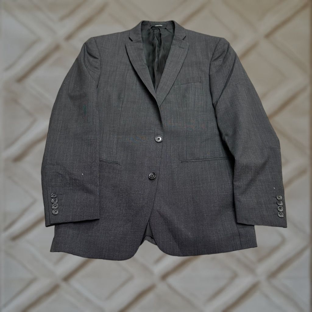 Banana Republic VINTAGE Bar III By Macy's Slim Fit Wool Suit Blazer Jacket Mens 40R Dark Gray Ventless Size 40R - 1 Thumbnail