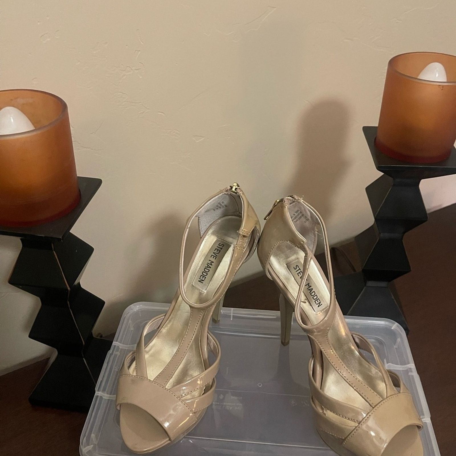 Steve Madden Steve Madden Beige Patent Strappy Heels Size US 8 / IT 38 - 2 Thumbnail