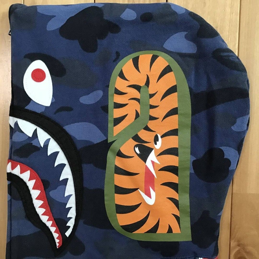 Bape BAPE × PSG Shark full zip Hoodie a bathing ape blue camo Size US M / EU 48-50 / 2 - 6 Thumbnail