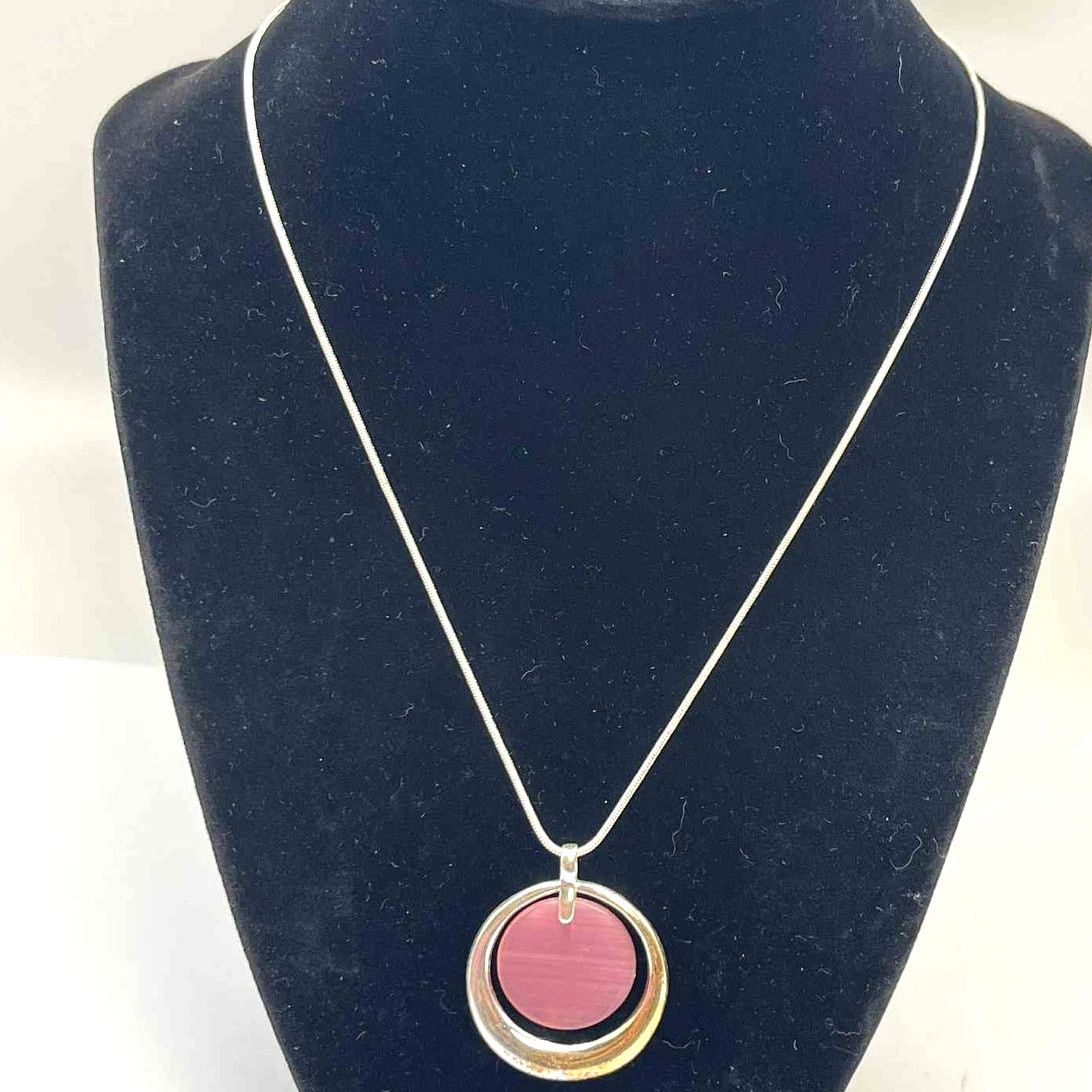 Other Silver & Pink Circular Necklace Size ONE SIZE - 1 Thumbnail