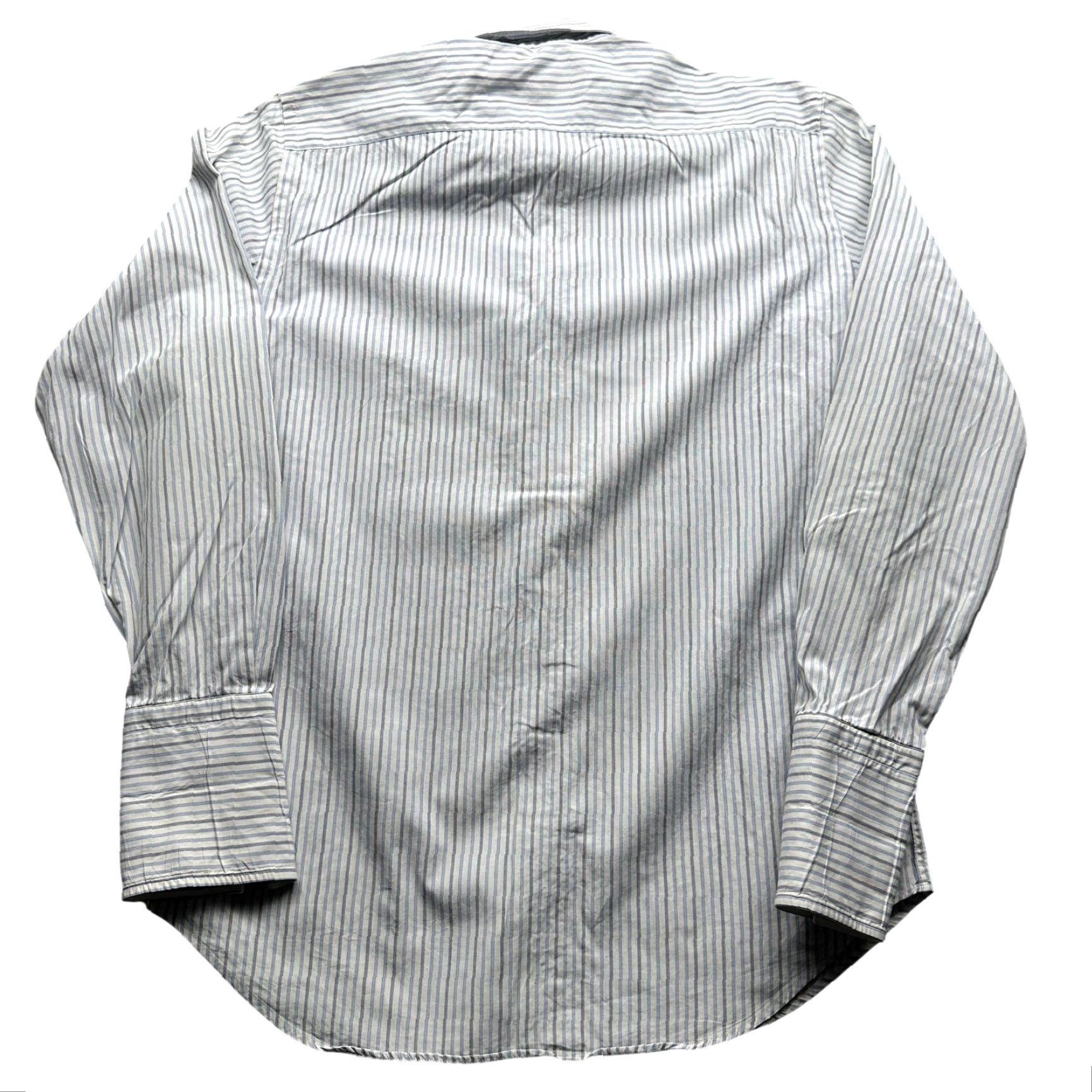 Canali Canali Blue White Striped Button Dress Shirt Men Medium 38 15 Italy French Cuffs Shirt Size 40R - 2 Thumbnail