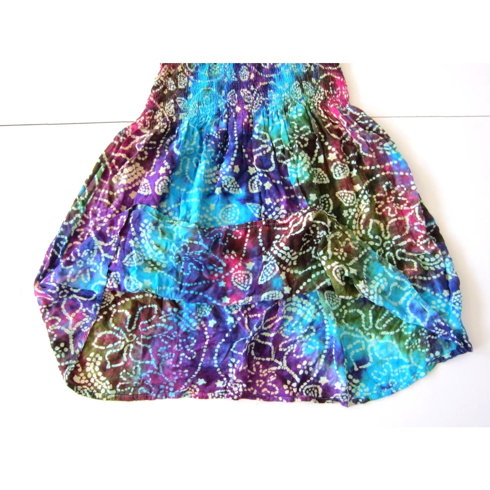 Vintage VINTAGE Noelle Dress Tank Sun Dress Sleeveless 100% Rayon Floral Tie Dye Green Blue Purple Small Womens Size S / US 4 / IT 40 - 7 Thumbnail