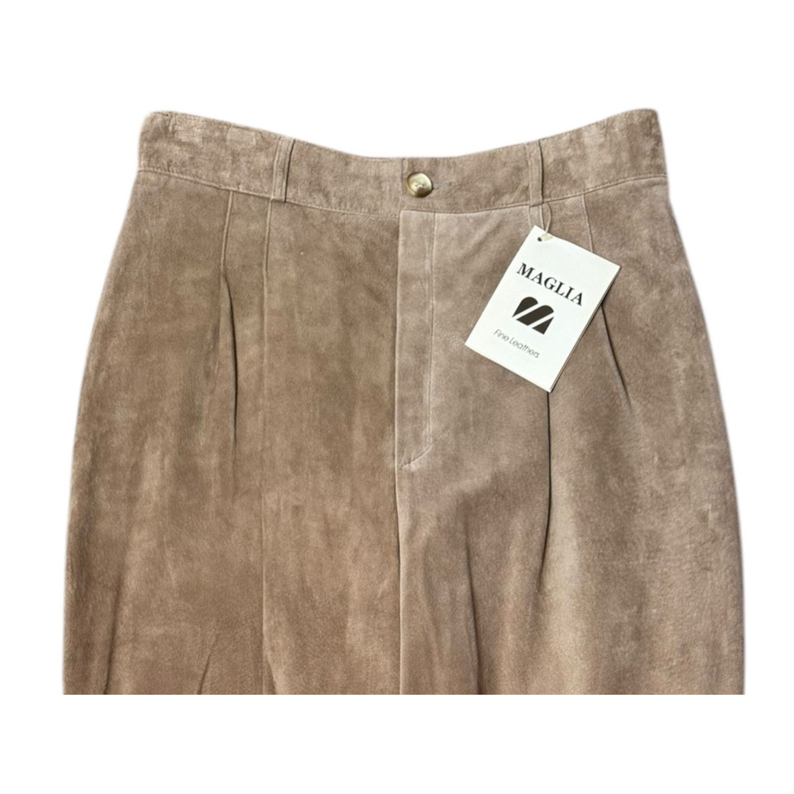 Other Maglia NEW Vintage Suede Leather Pants Pleated Straight Leg Size 30" / US 8 / IT 44 - 2 Thumbnail