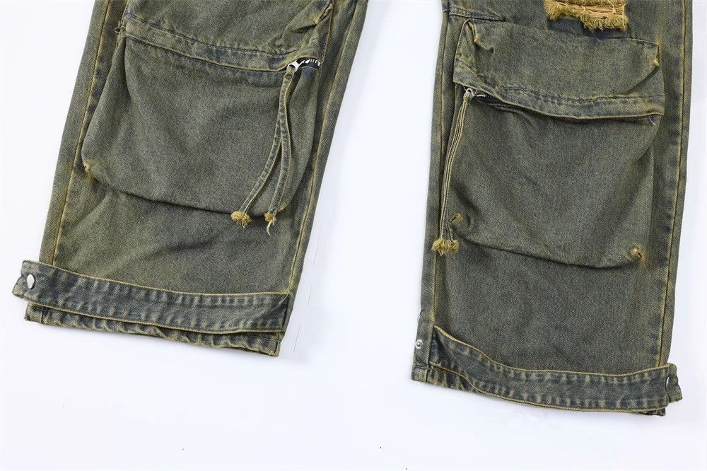 Japanese Brand × Jean High street trend washed distressed cargo ripped jeans Size US 32 / EU 48 - 5 Thumbnail