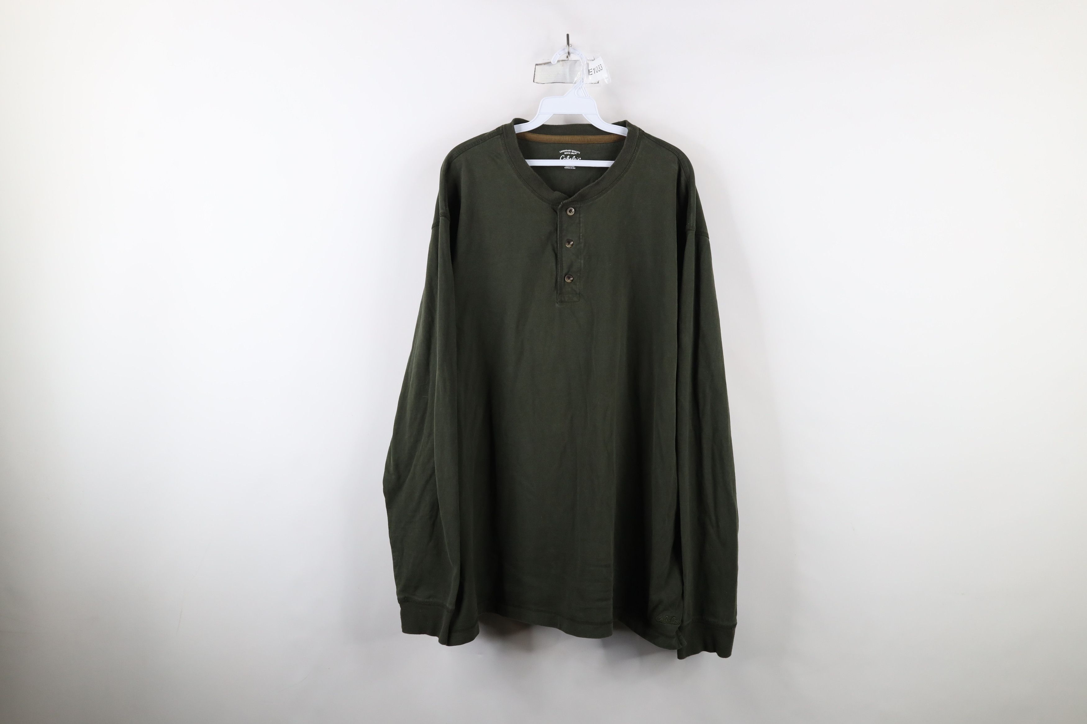 Cabelas × Vintage Vintage Cabelas Blank Heavyweight Long Sleeve Henley T-Shirt Size US XXL / EU 58 / 5 - 1 Thumbnail
