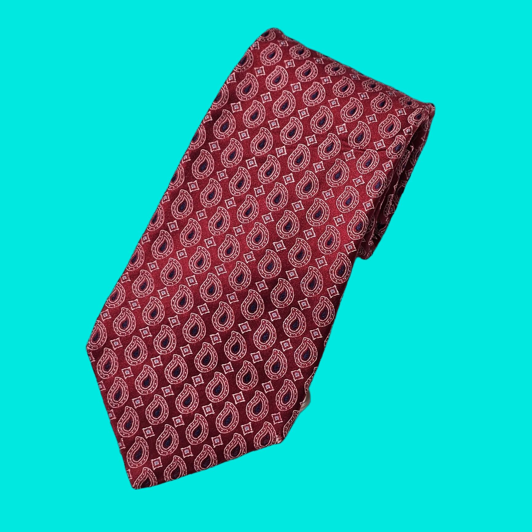 Cremieux Cremieux Tie Mens 59 3/4" X 3 3/4" Red Paisley Silk Classic Colorful Office Wear USA Size ONE SIZE - 1 Thumbnail