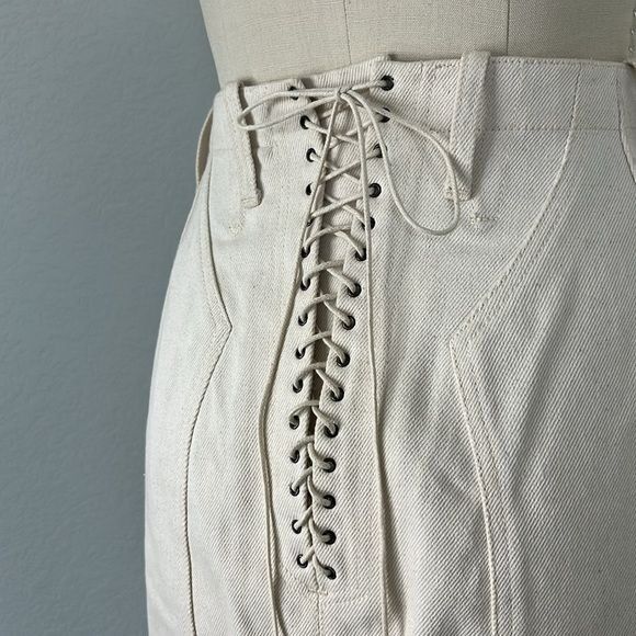 Alaia × Vintage S/S 1991 Azzedine Alaïa Denim Skirt Set with Lace-Up Details Size 28" / US 6 / IT 42 - 3 Thumbnail