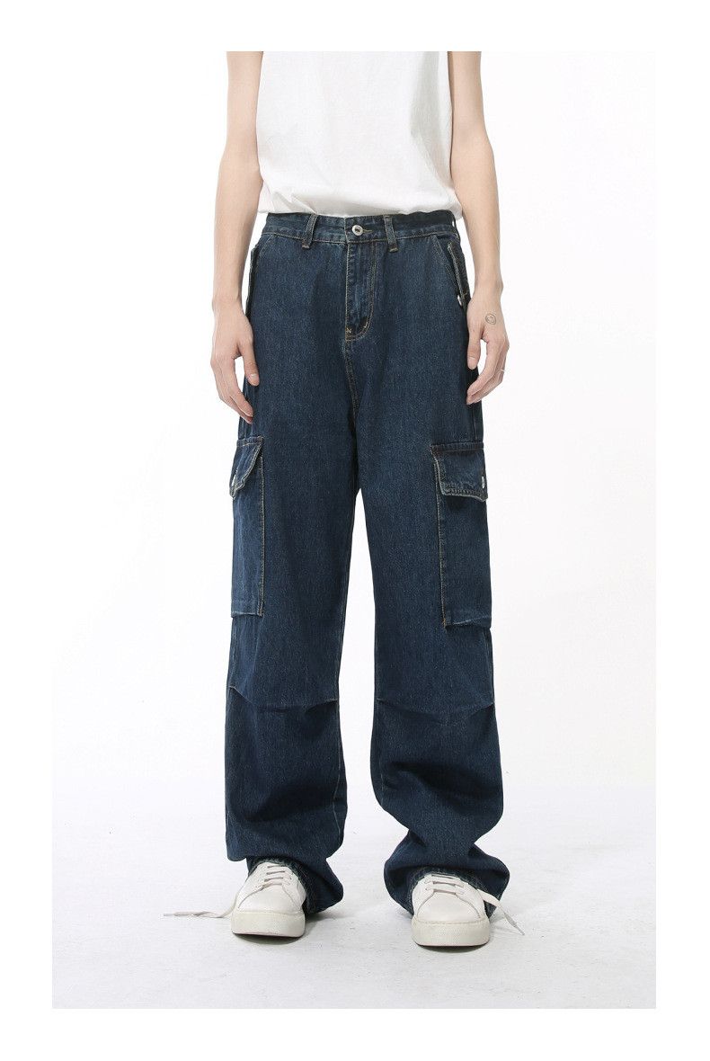 Japanese Brand × Jean Japanese retro multi-pocket straight-leg cargo jeans Size US 34 / EU 50 - 1 Thumbnail