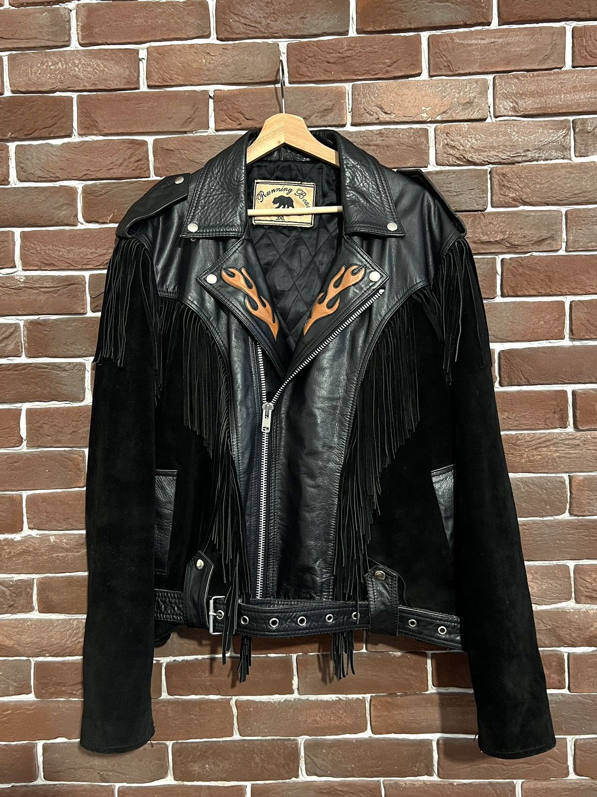 Vintage vintage biker leather suede fringe jacket flames rare 3XL Size US XXL / EU 58 / 5 - 1 Thumbnail