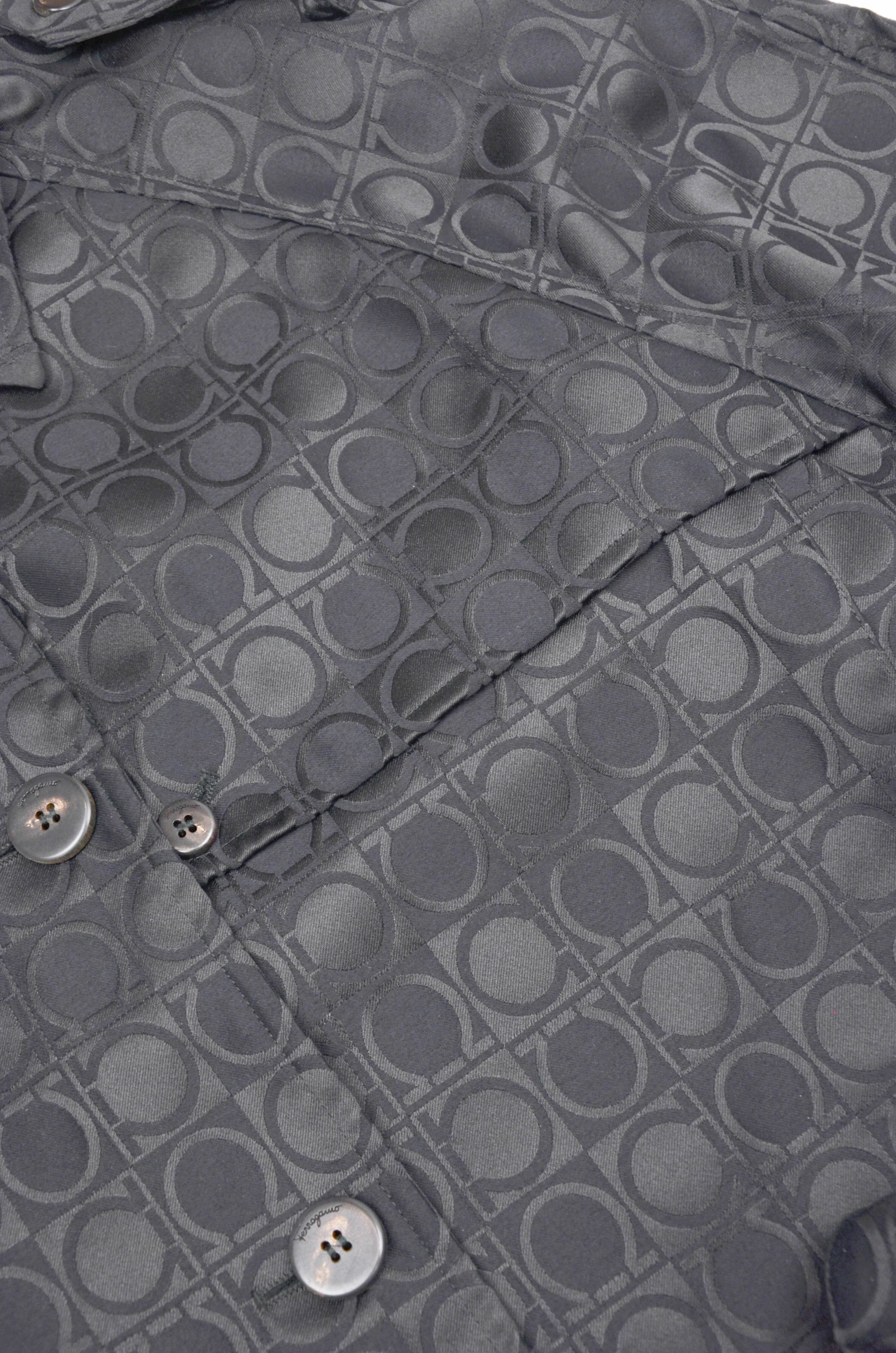 Salvatore Ferragamo Salvatore Ferragamo Black Gancini Jacquard Trench Coat Size XL / US 12-14 / IT 48-50 - 9 Thumbnail