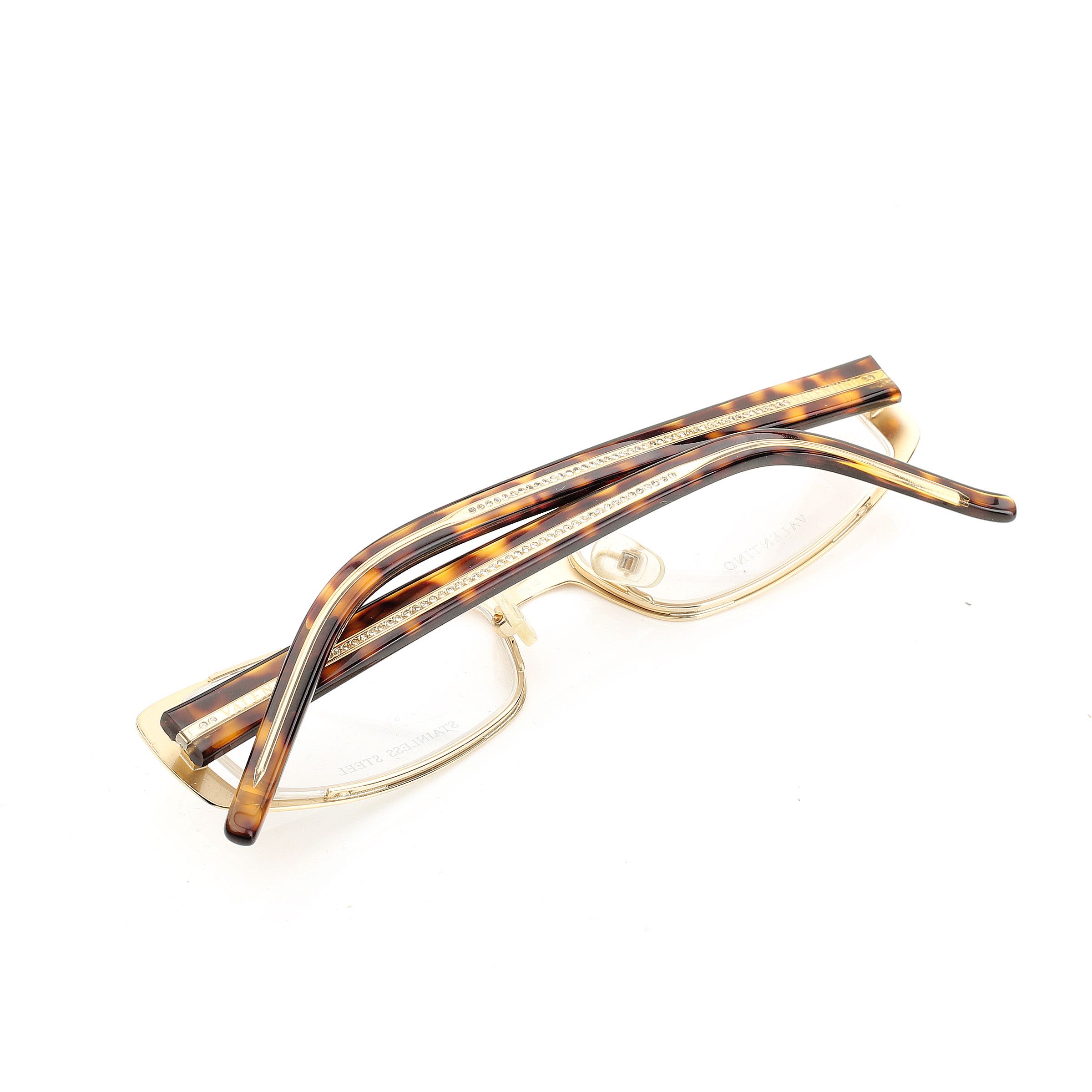 Valentino Valentino '90s Gold & Brown Crystals Metal Glasses Size ONE SIZE - 4 Thumbnail