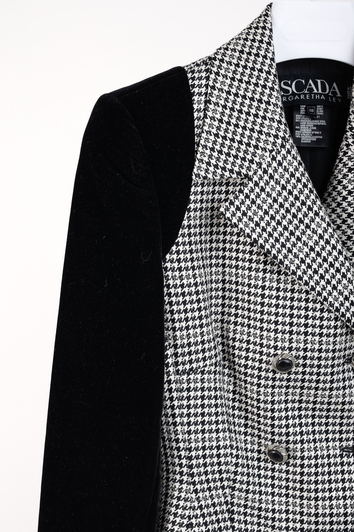 Escada Escada Vintage Houndstooth Double Breasted Velvet Blazer Size M / US 6-8 / IT 42-44 - 5 Thumbnail