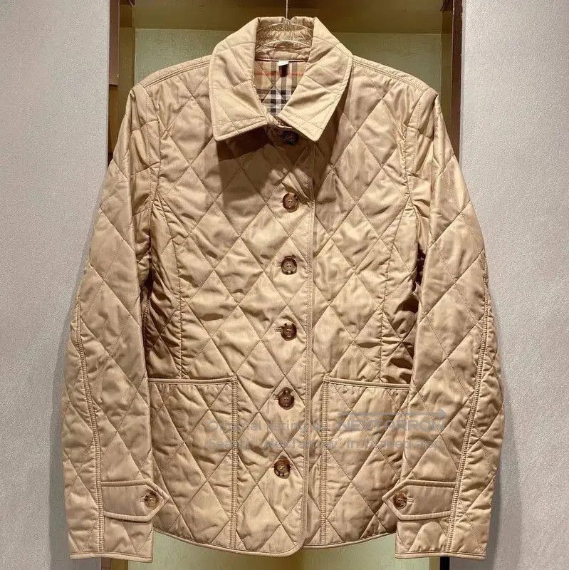 Burberry Burberry Quilted Beige Cotton Women's Jacket. Size L / US 10 / IT 46 - 1 Thumbnail