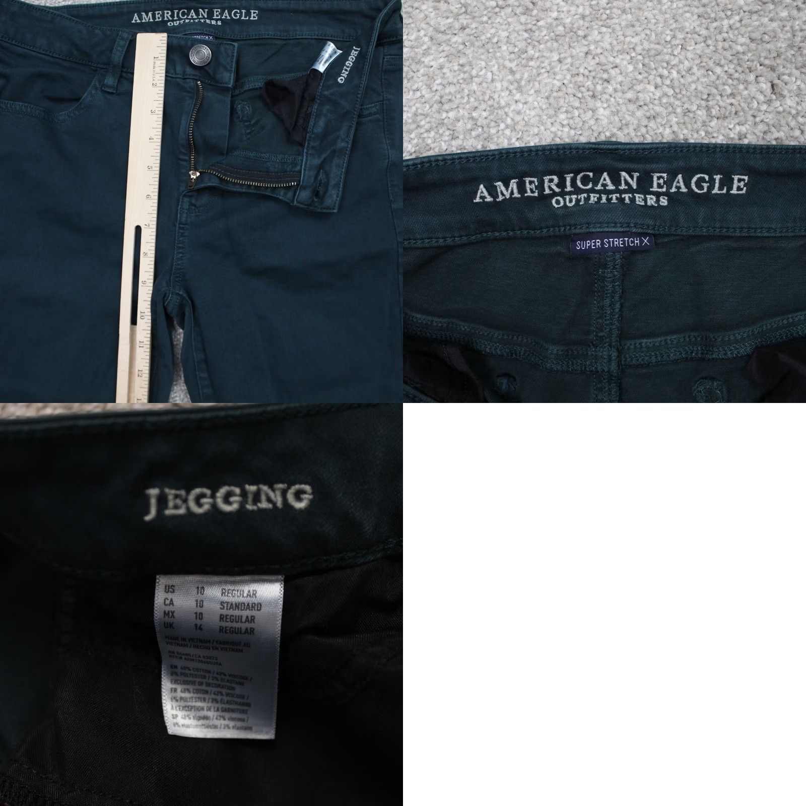American Eagle Outfitters American Eagle Outfitters Jegging Jeans Womens 10 Green Distressed Stretch 29 in Inseam Regular Rise Mid 8.5-10.5 in 90s Grunge Preppy AE Jeggings Size 32" / US 10 / IT 46 - 8 Thumbnail