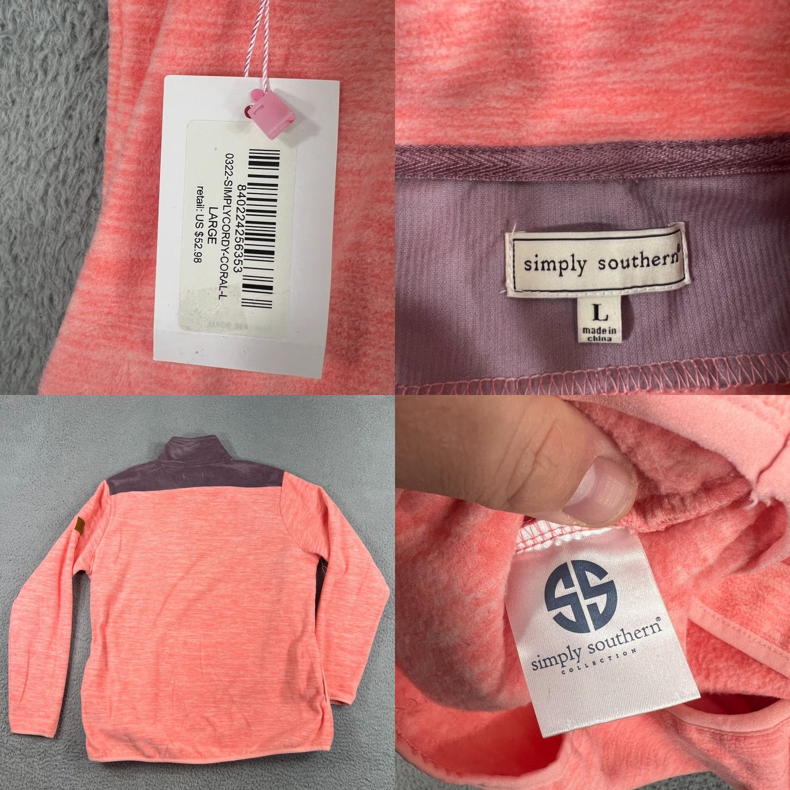 Pinko SIMPLY SOUTHERN Fleece Sweater Womens Large Pink Collared Pullover Size L / US 10 / IT 46 - 8 Thumbnail