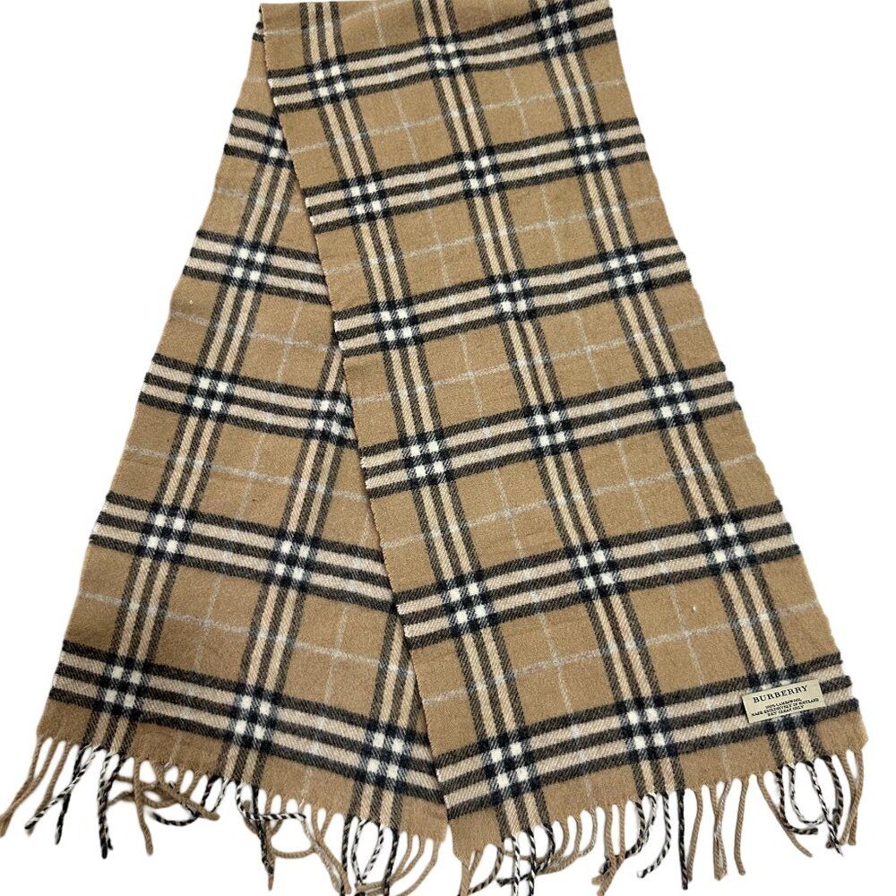 Burberry Burberry Classic Check Unisex Scarf Beige 100% Lambswool Size ONE SIZE - 1 Thumbnail