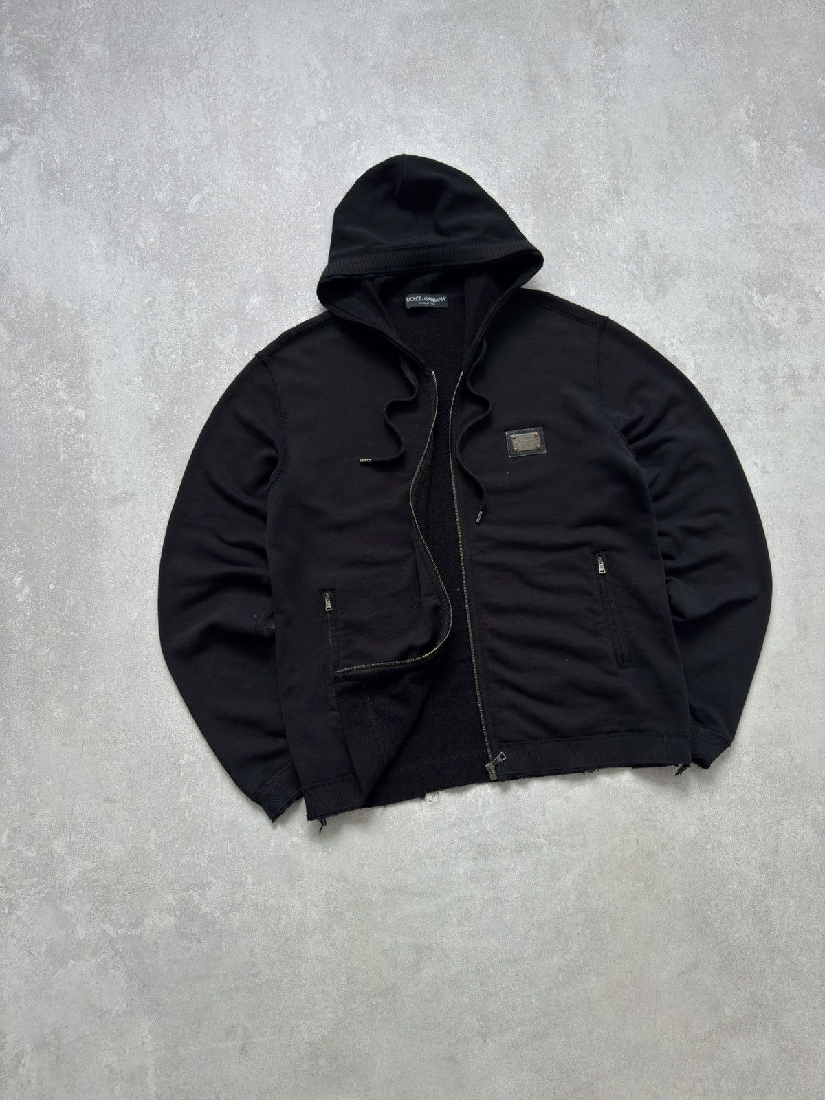 Dolce & Gabbana Vintage Dolce & Gabbana Black Zip Hoodie Distressed Plaque Size US L / EU 52-54 / 3 - 3 Thumbnail