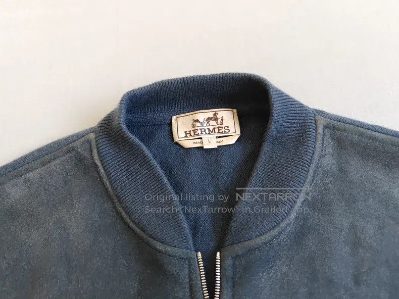 Hermes Hermes Leather Jacket, Deep Blue, Suede Goat Leather and C Size US L / EU 52-54 / 3 - 3 Thumbnail