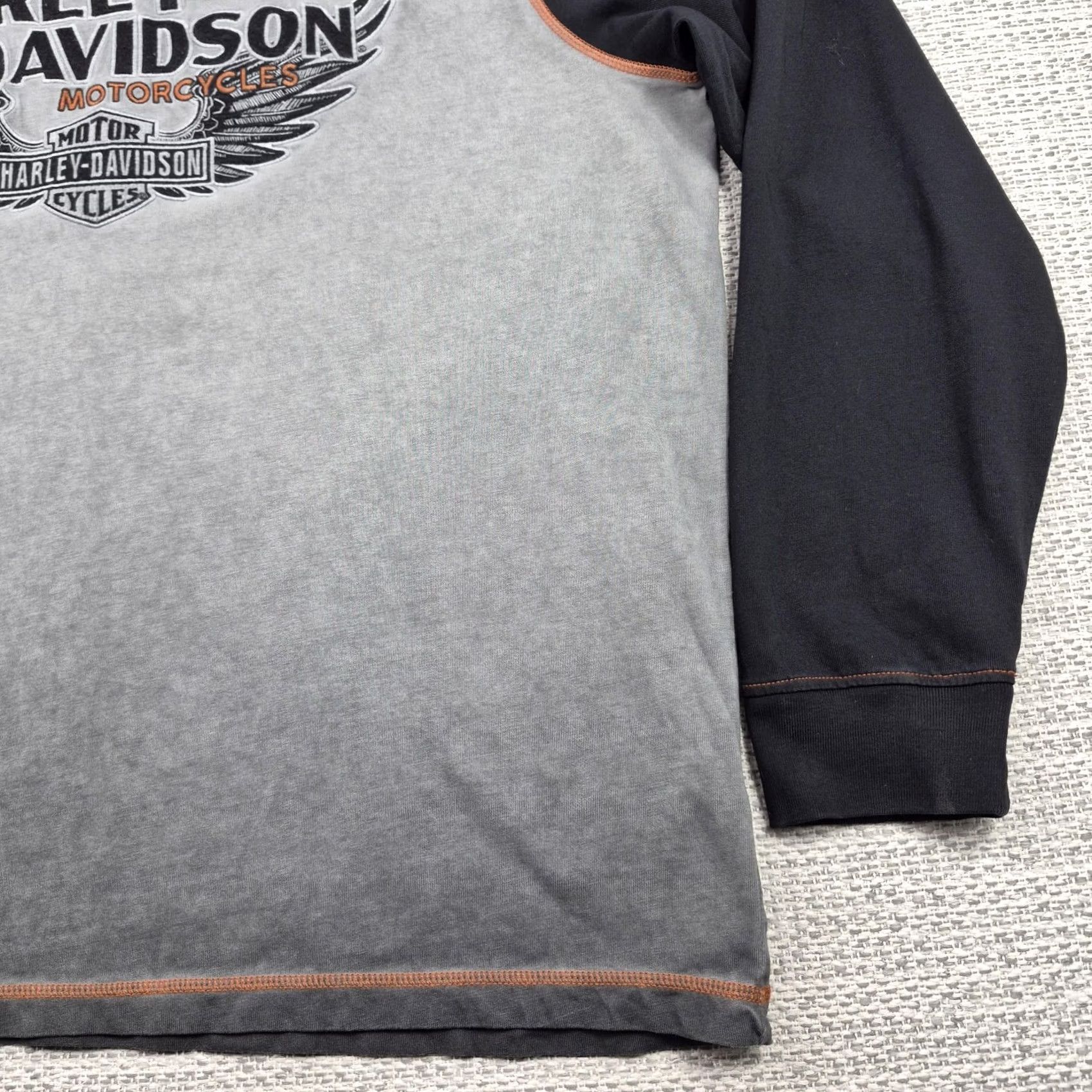 Harley Davidson Harley-Davidson Shirt Mens 2XL Long Sleeve Graphic Tee Embroidered #1 BIker Gray Cotton Knit Crew Neck Logo Patch Back Graphic Size US XXL / EU 58 / 5 - 3 Thumbnail