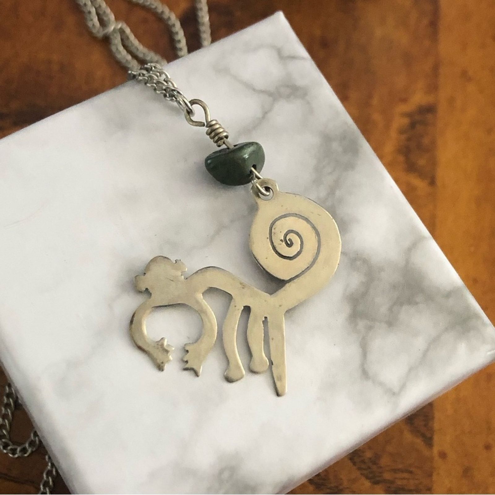 Handmade Hand crafted sterling monkey green jasper necklace Size ONE SIZE - 12 Thumbnail
