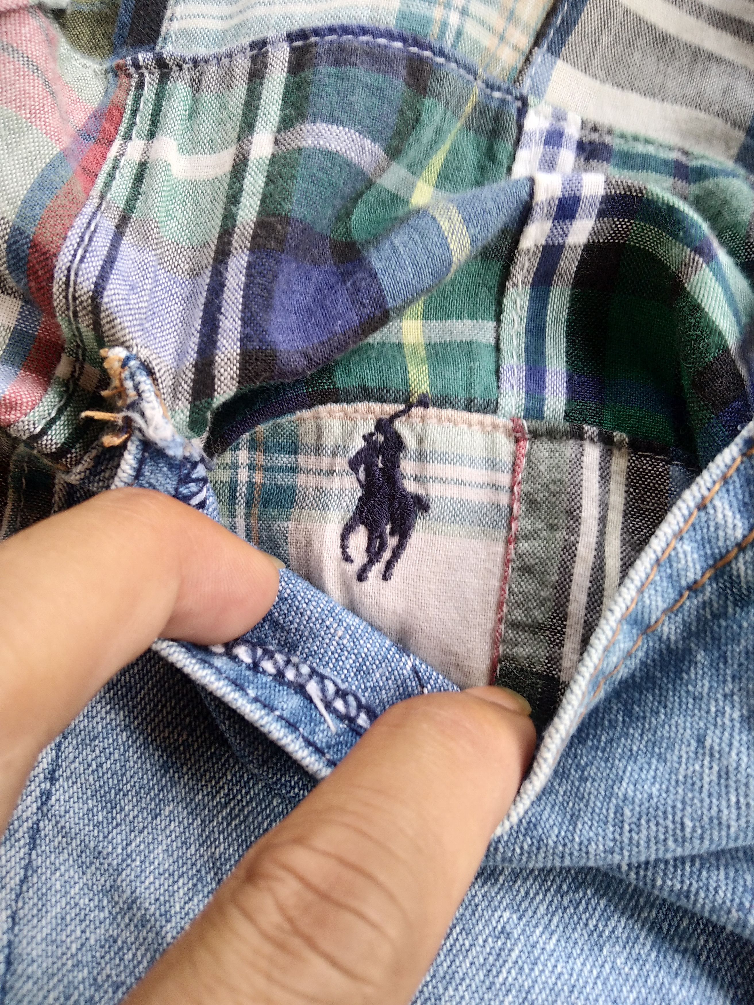 If Six Was Nine × Kapital × RRL Ralph Lauren VTG 90s Polo Ralph Lauren Plaid Flannel Pacthwork Shirt Size US S / EU 44-46 / 1 - 9 Thumbnail